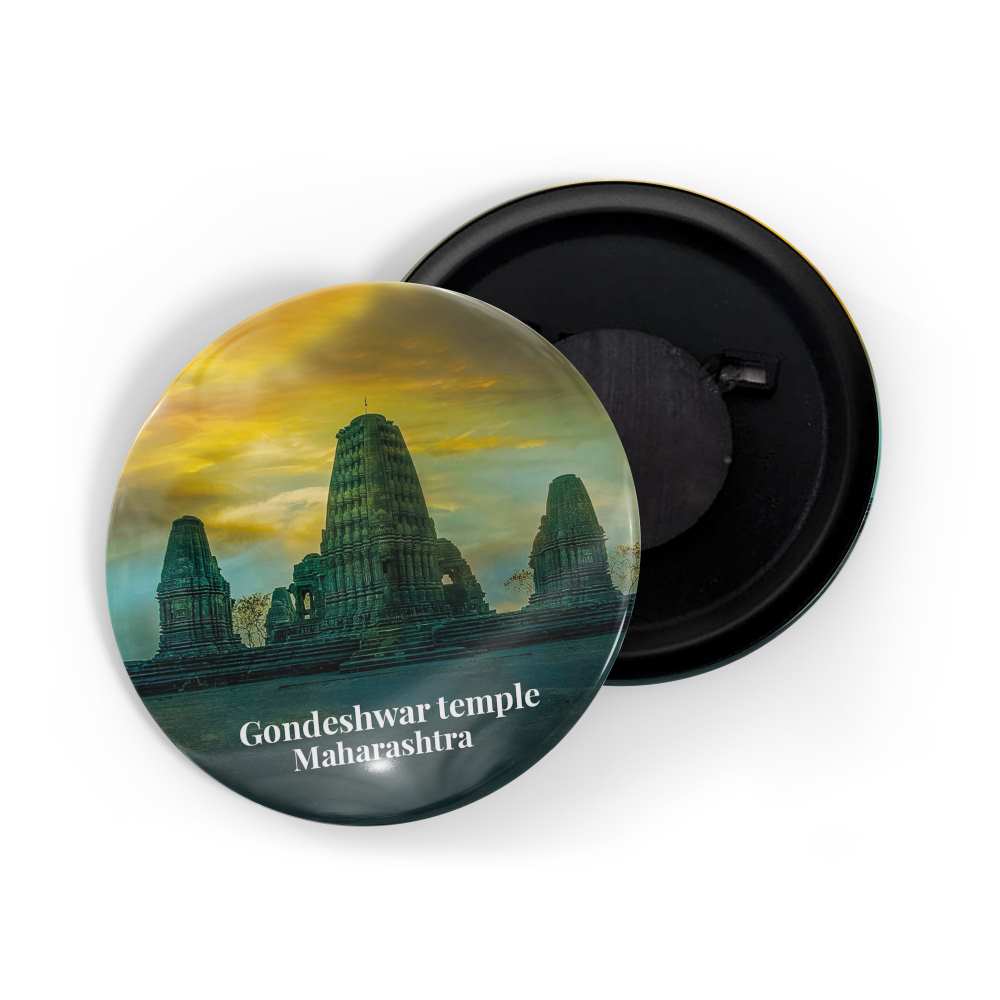 dhcrafts Fridge Magnet Multicolor Maharastra Gondeshwar Temple Glossy Finish Design Pack of 1
